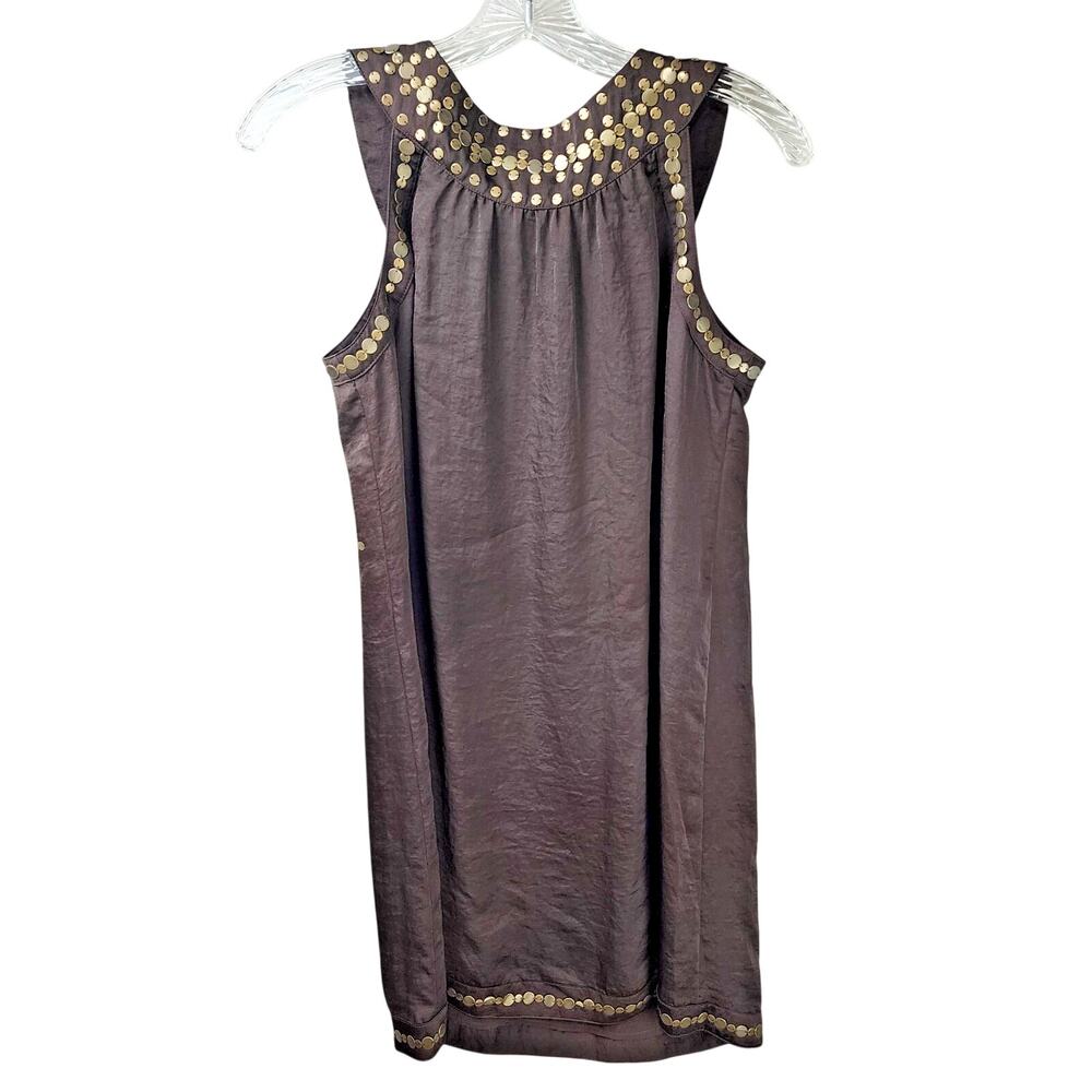 Alfani Shift Dress Size 2 Brown Metal Embellishments Lined Sleeveless - Picture 2 of 10